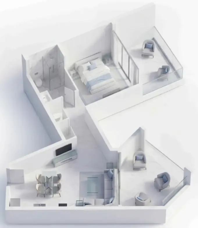 1 bedroom Apartments floor plan at Ice Beach