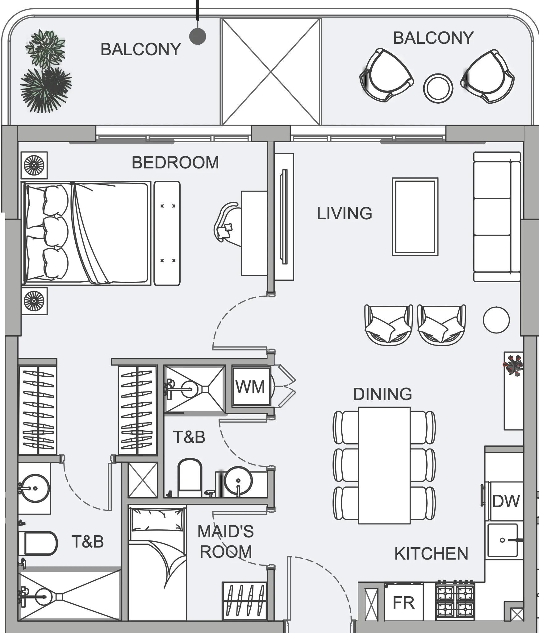 1.5 bedroom Apartments floor plan at TETR1S Tower