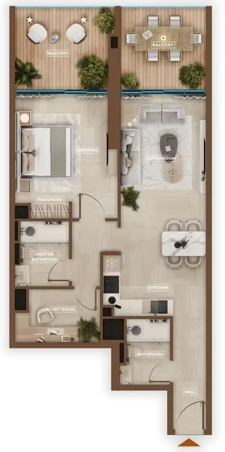 1 bedroom Apartments floor plan at Sky Hills Astra