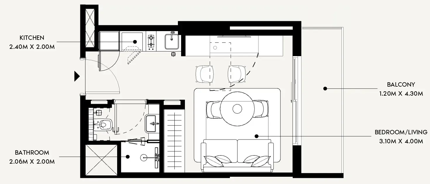 0 bedroom Apartments floor plan at Azizi David