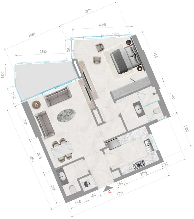 1 bedroom Apartments floor plan at Orchid Towers Phase 1