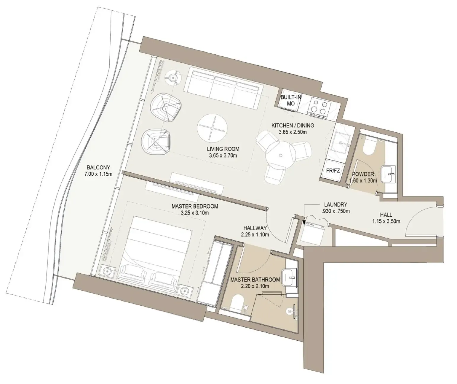1 bedroom Apartments floor plan at Laguna Residence