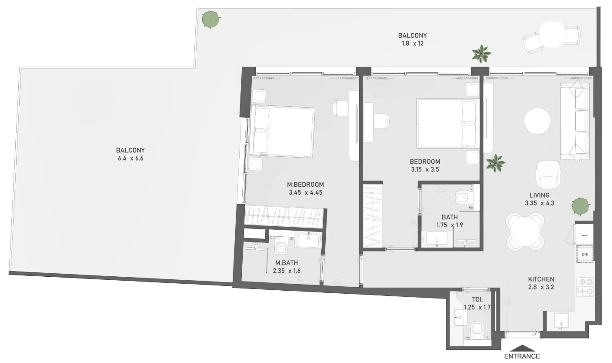 2 bedroom Apartments floor plan at Ayami Residence