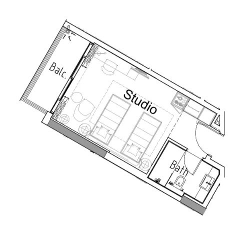 0 bedroom Apartments floor plan at Damac Hills 2 - Hotel Edge by Rotana