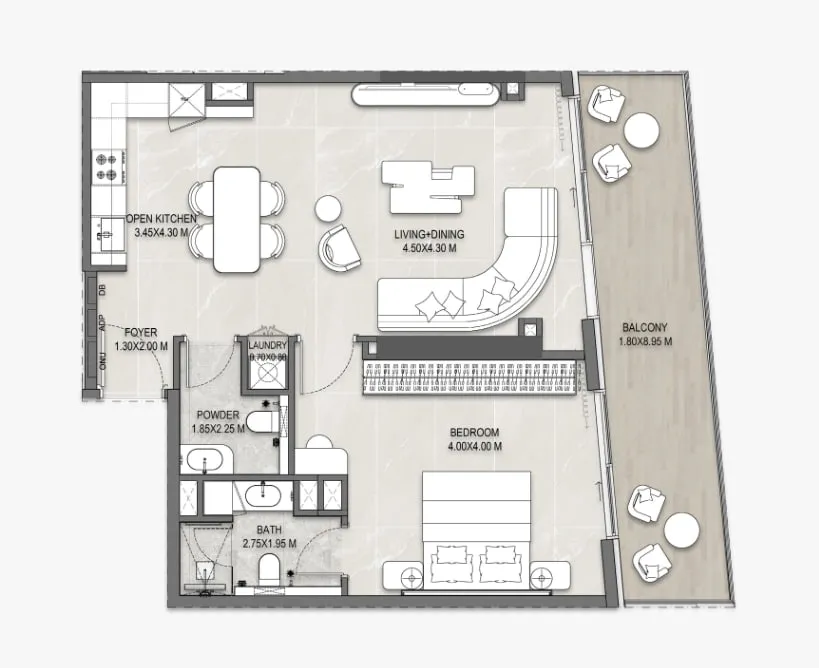 1 bedroom Apartments floor plan at The Artery Residences