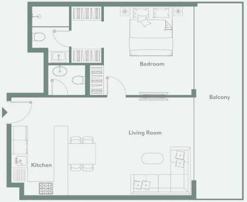 1 bedroom Apartments floor plan at Luma Park Views