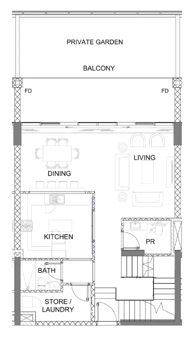 2 bedroom Townhouse floor plan at Golf Greens