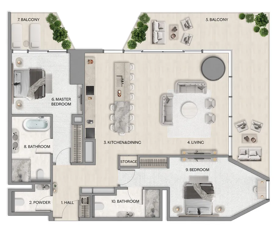 2 bedroom Apartments floor plan at Riviera Residence