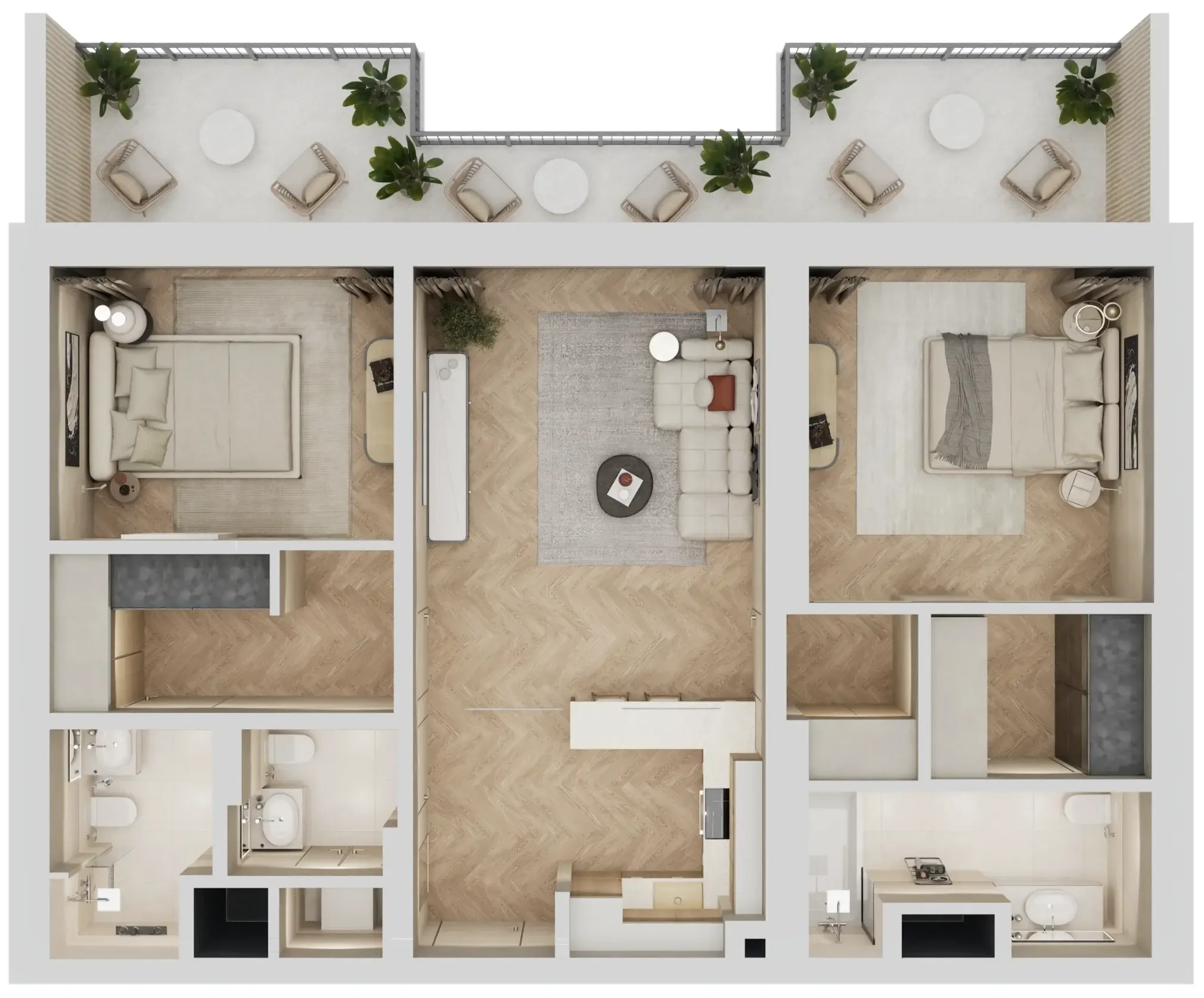 2 bedroom Apartments floor plan at Arisha Terraces