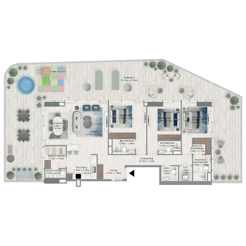 3.5 bedroom Apartments floor plan at Royal Yacht Club Residence