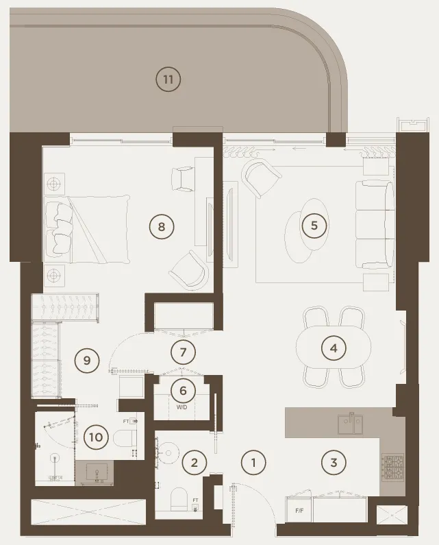 1 bedroom Apartments floor plan at Rixos Al Reem Residences