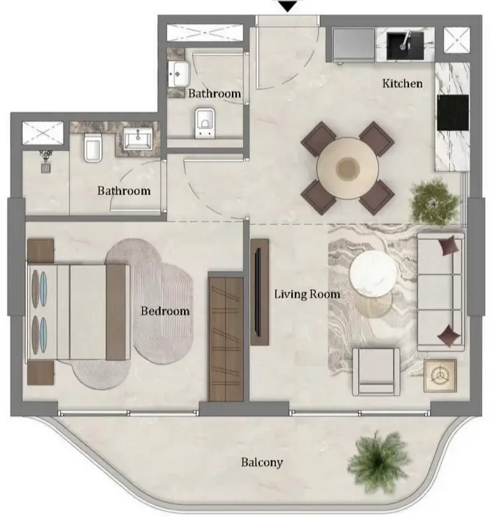 1 bedroom Apartments floor plan at Mirari Lagoon by Zoya