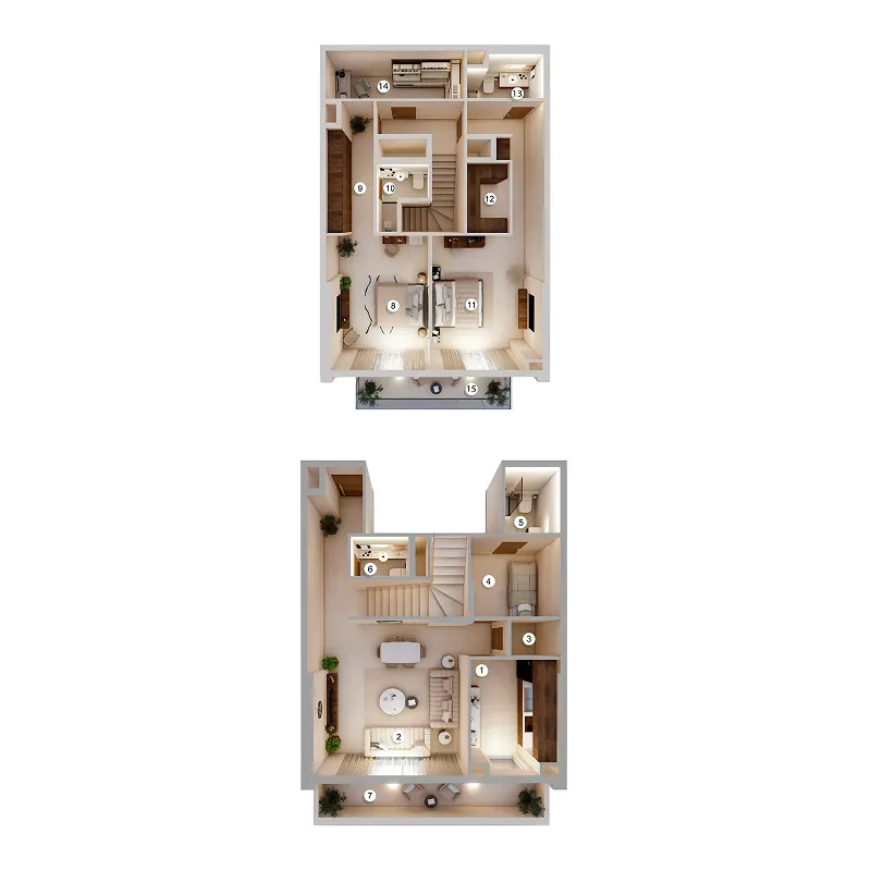 2 bedroom Duplex floor plan at Q Gardens Loft