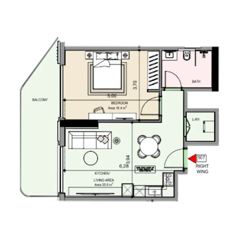 1 bedroom Apartments floor plan at Edgewater Residences 1, 2 and 3