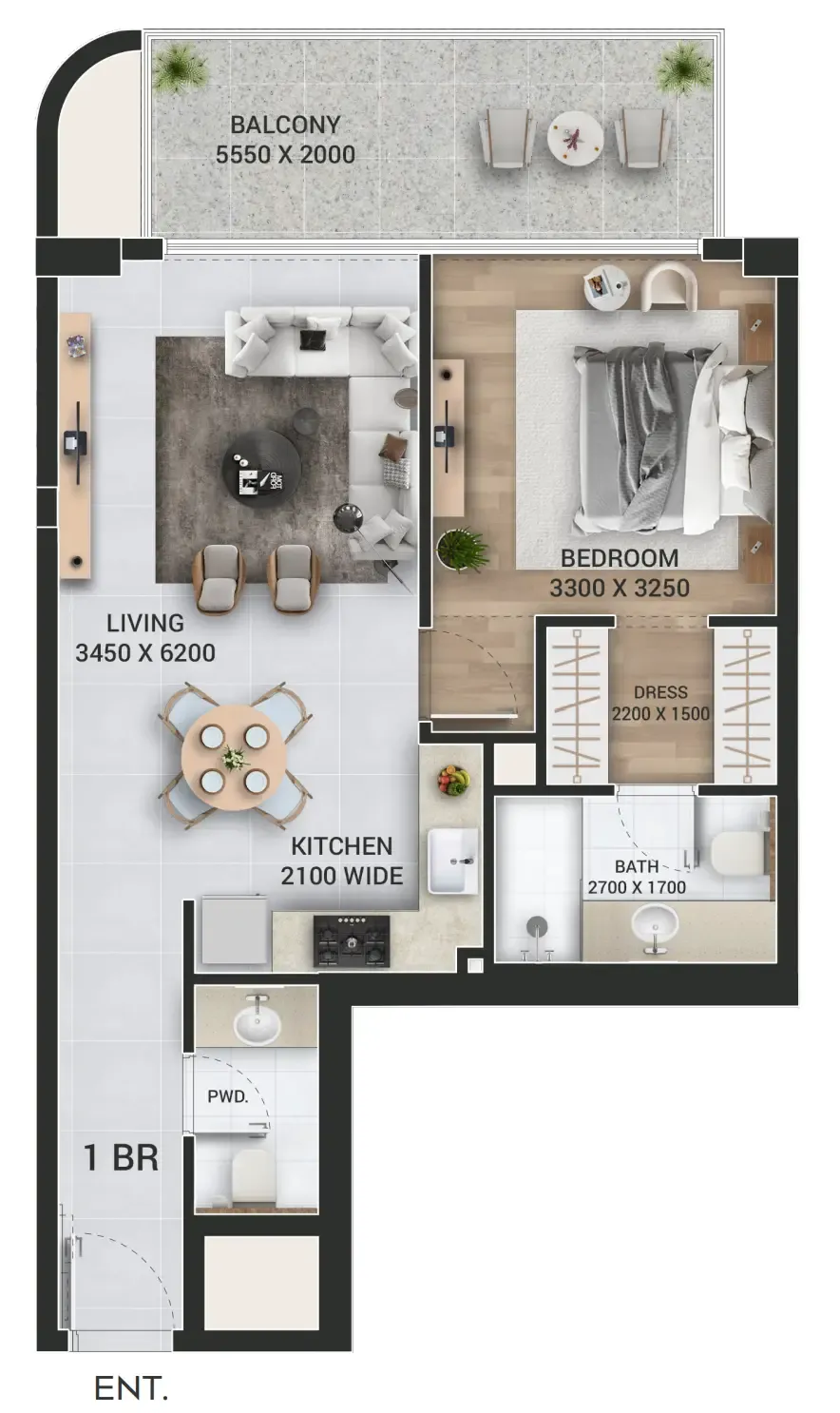 1 bedroom Apartments floor plan at Empire Jebel Ali