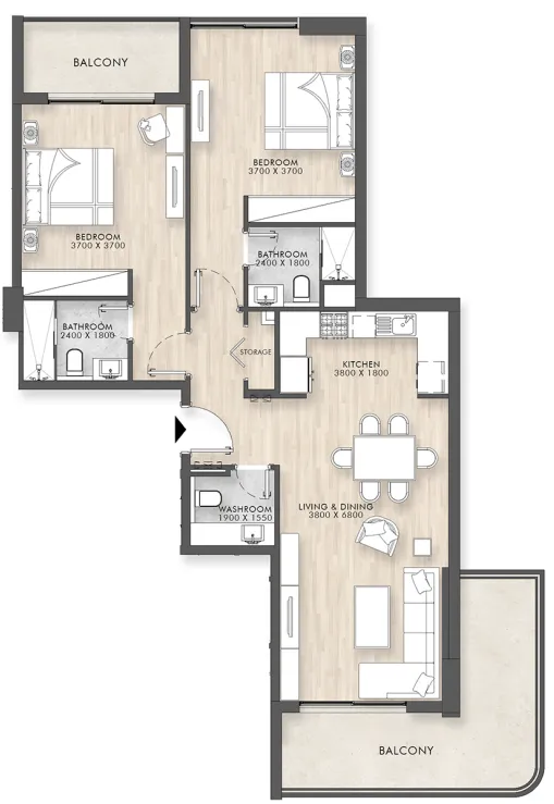 2 bedroom Apartments floor plan at Capital Horizon Terraces