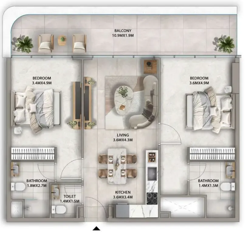 2 bedroom Apartments floor plan at Antalya