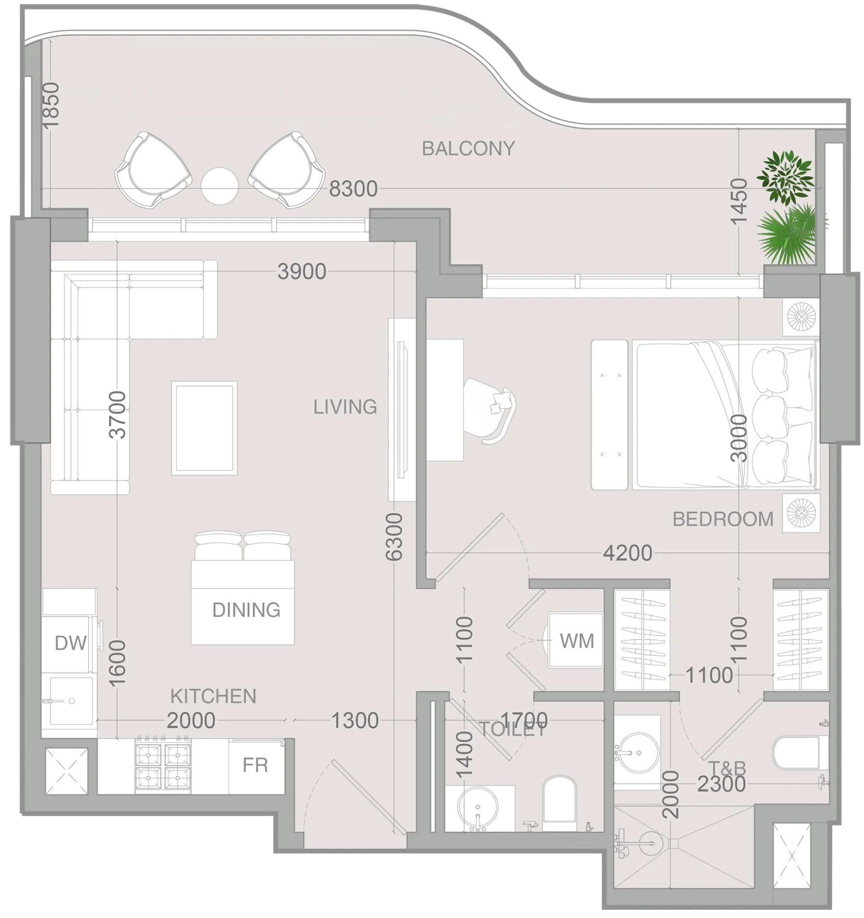 1 bedroom Apartments floor plan at ALTA V1EW