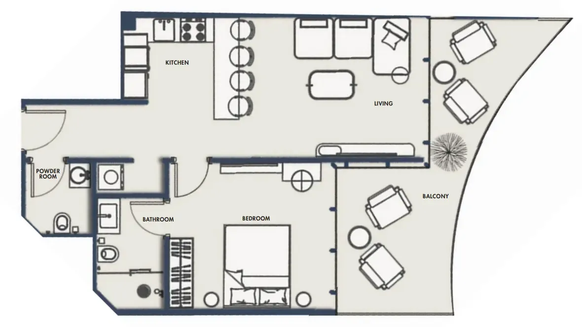 1 bedroom Apartments floor plan at Amra Residences