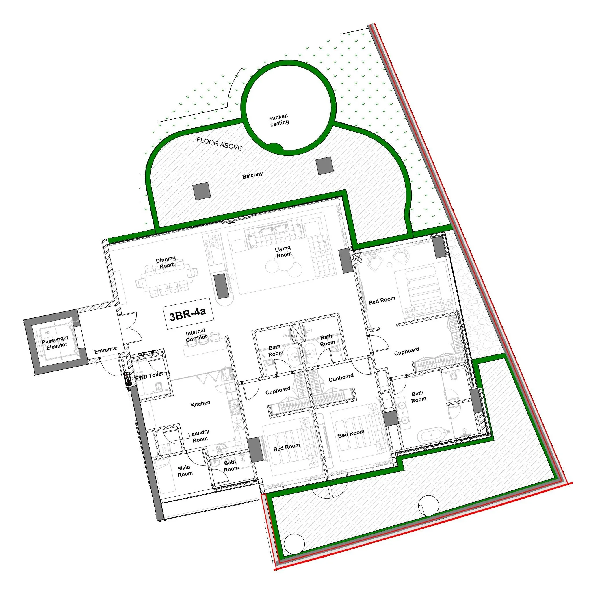3 bedroom Apartments floor plan at Cavalli Couture