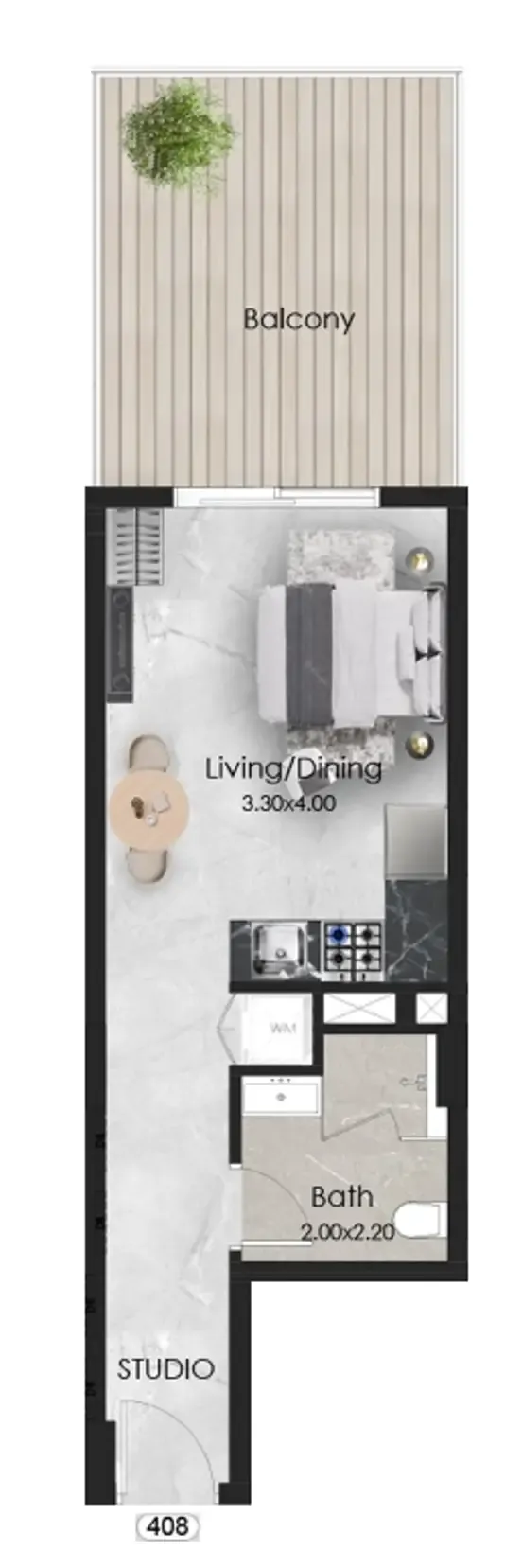 0 bedroom Apartments floor plan at Aristo