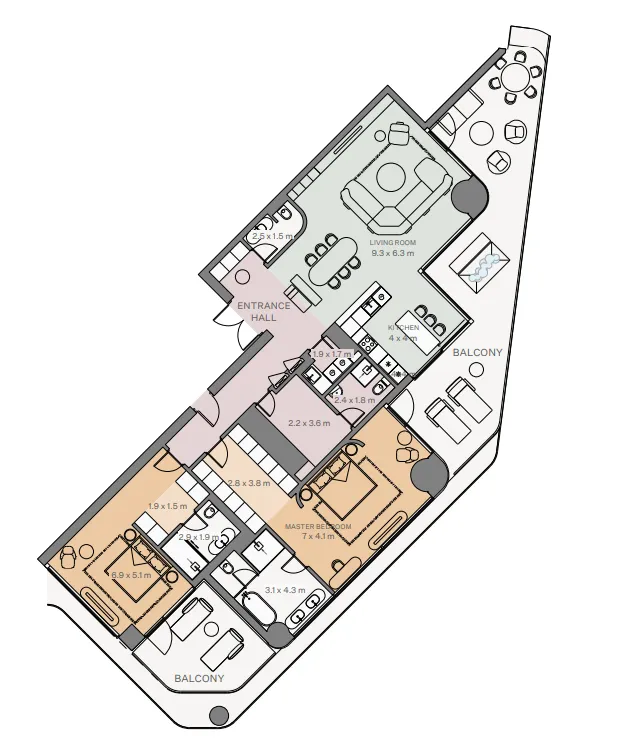 2 bedroom Apartments floor plan at Eywa Tree of Life
