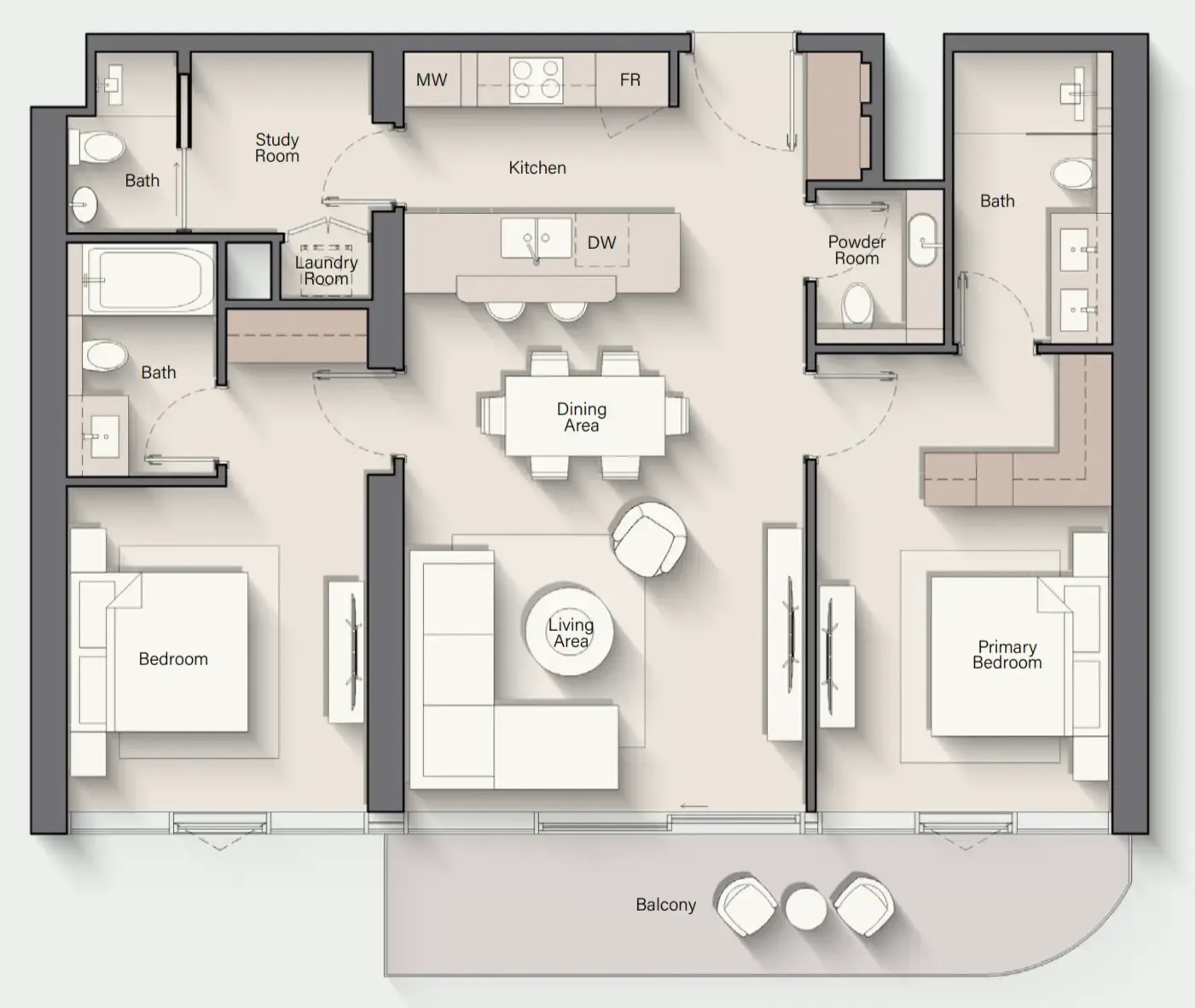 2 bedroom Apartments floor plan at Costa Mare