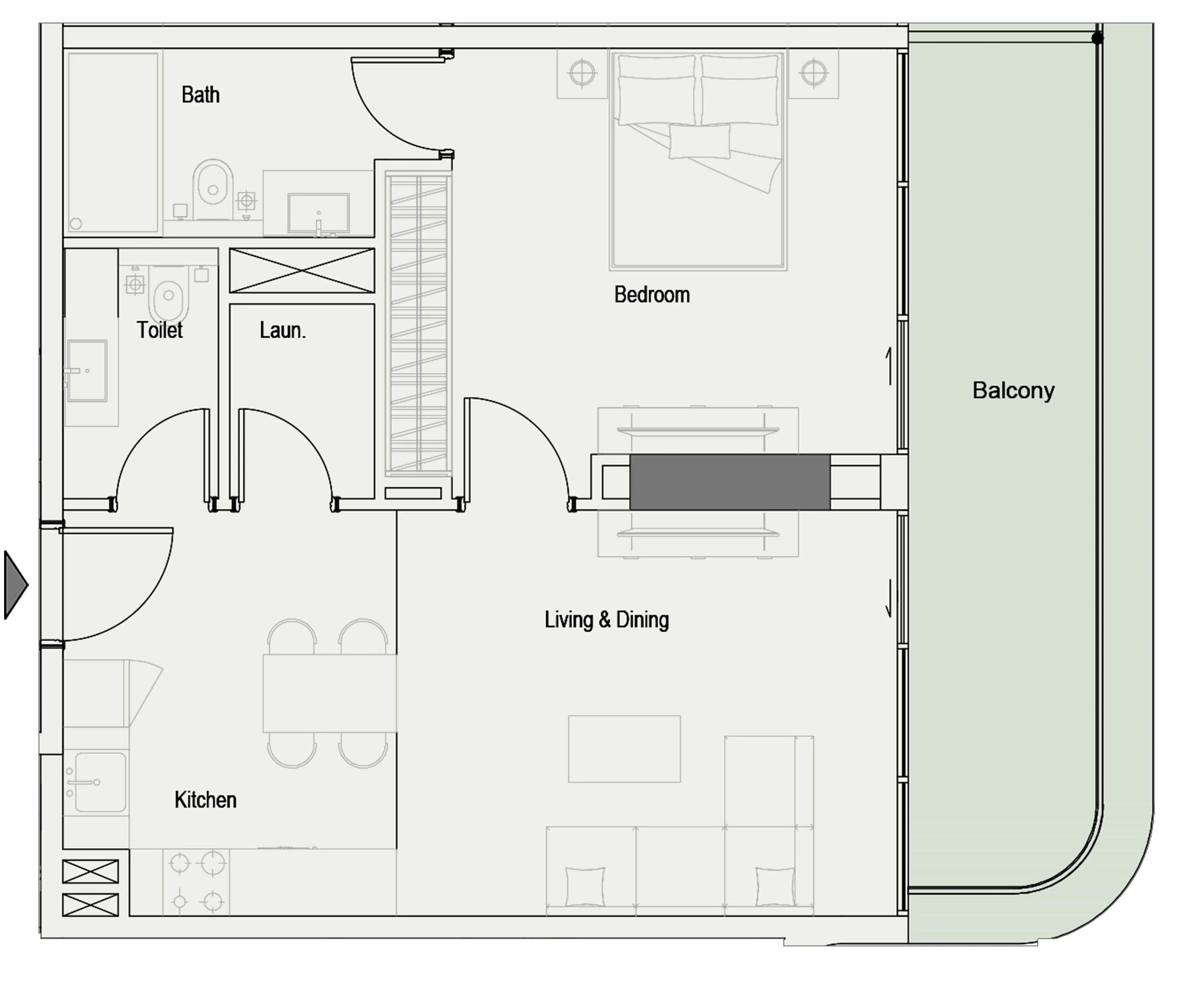 1 bedroom Apartments floor plan at One Park Square