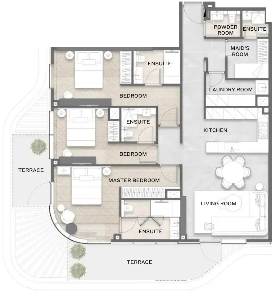3 bedroom Apartments floor plan at Avida Residences