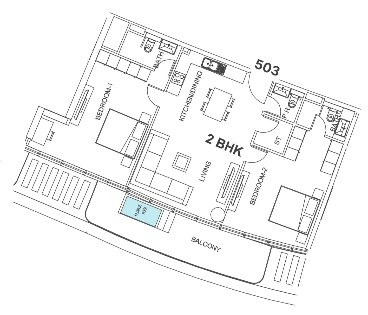2 bedroom Apartments floor plan at Villa Del Garda