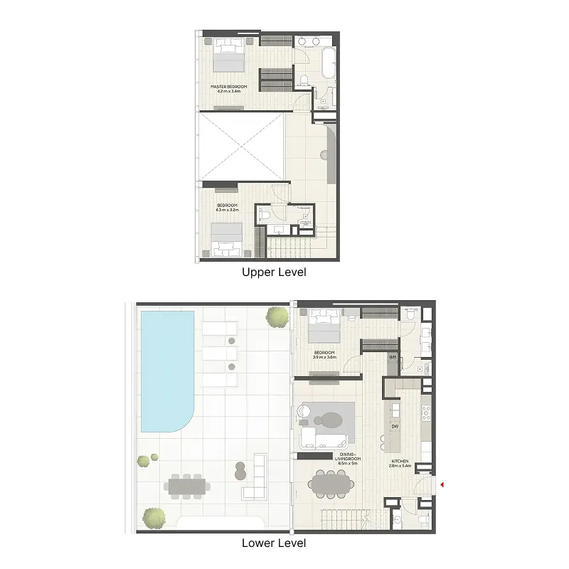 3 bedroom Duplex floor plan at LIV Oceanside