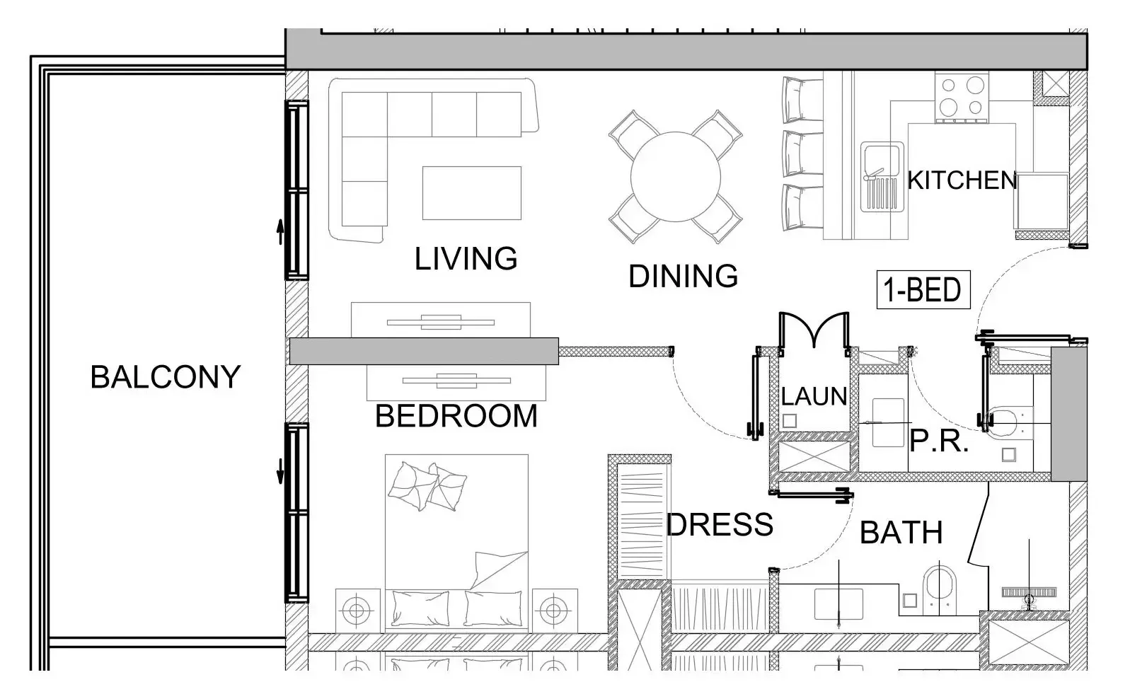 1 bedroom Apartments floor plan at Valencia