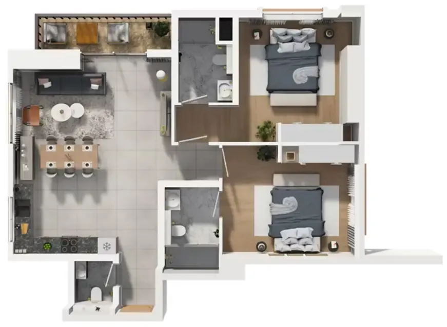 2 bedroom Apartments floor plan at Barajeel Towers