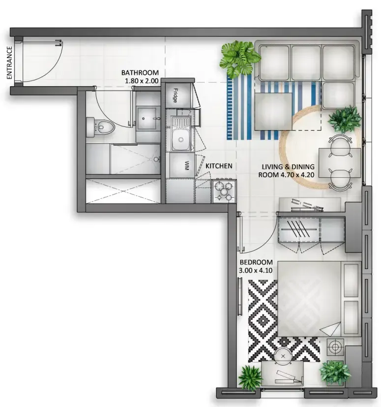 1 bedroom Apartments floor plan at Al Mamsha Sharjah