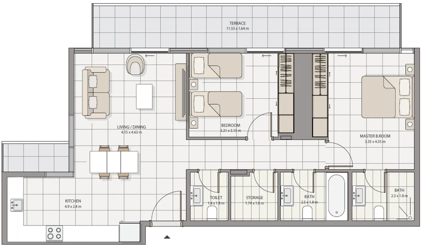 2 bedroom Apartments floor plan at The Icon Tower