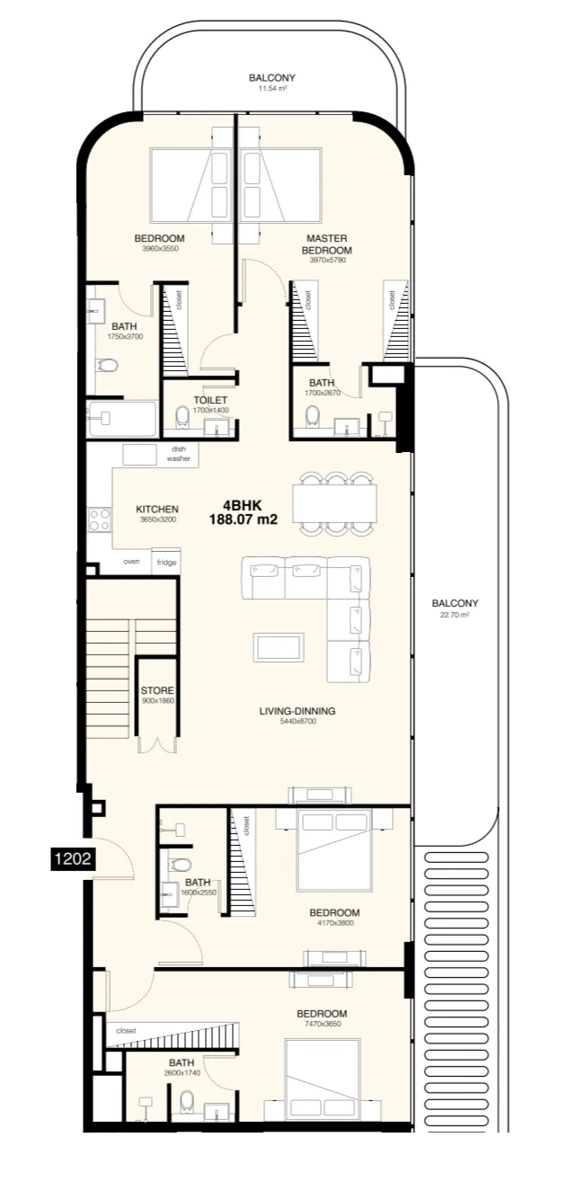 4 bedroom Apartments floor plan at Villa Del Gavi