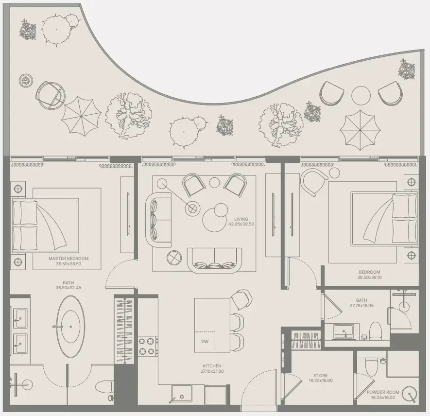 2 bedroom Apartments floor plan at Bond Enclave
