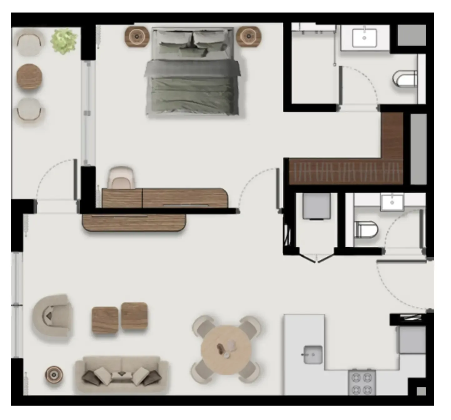 1 bedroom Apartments floor plan at Boulevard Park at Wasl Gate