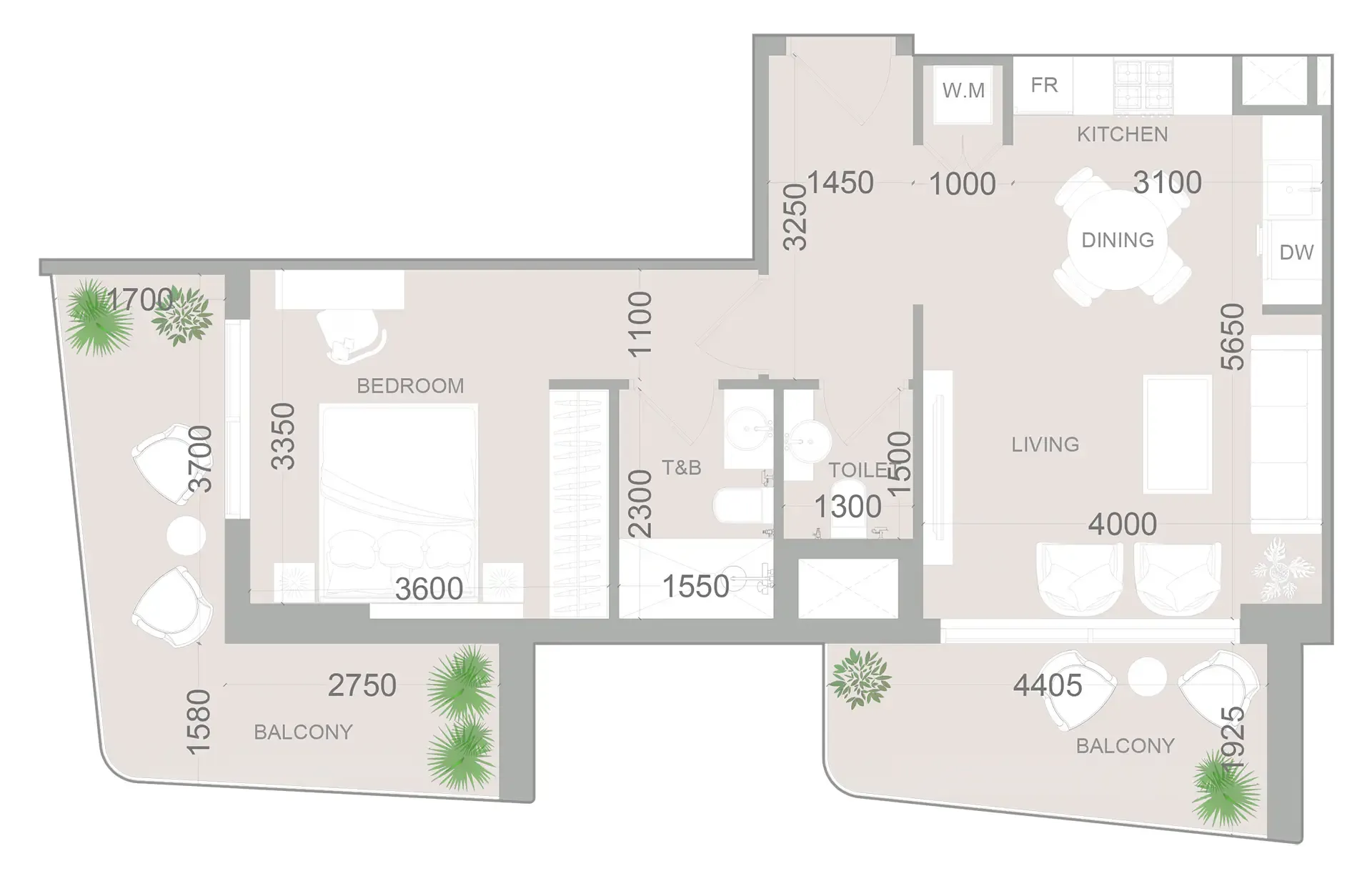 1 bedroom Apartments floor plan at ELAR1S Sky