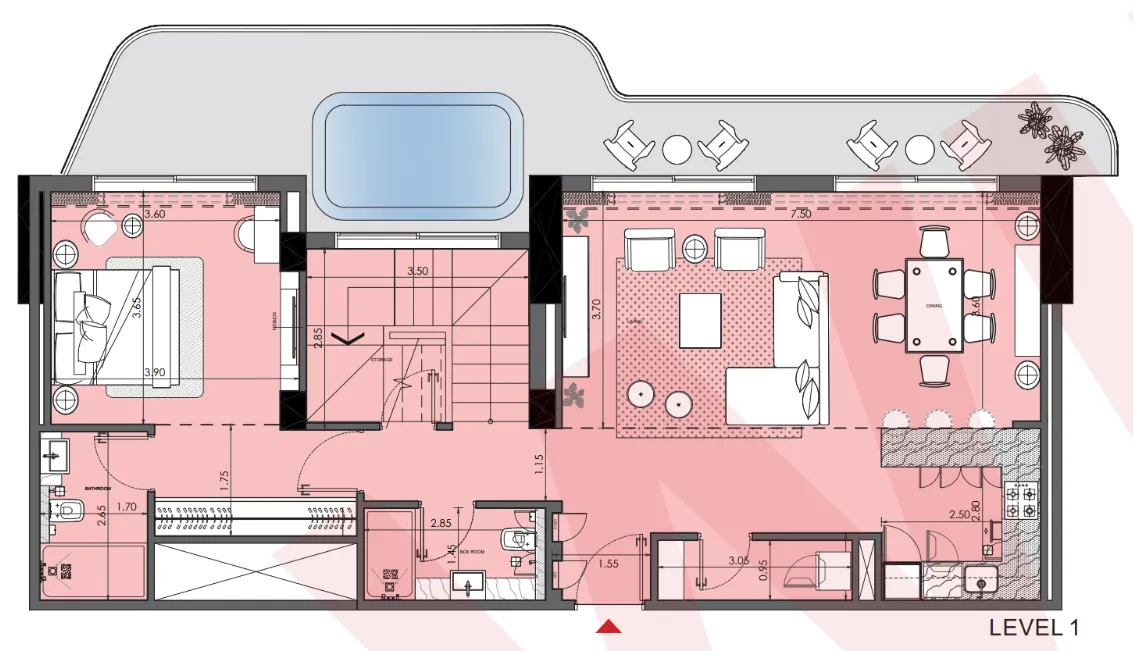 3 bedroom Penthouse floor plan at Azizi Wasel