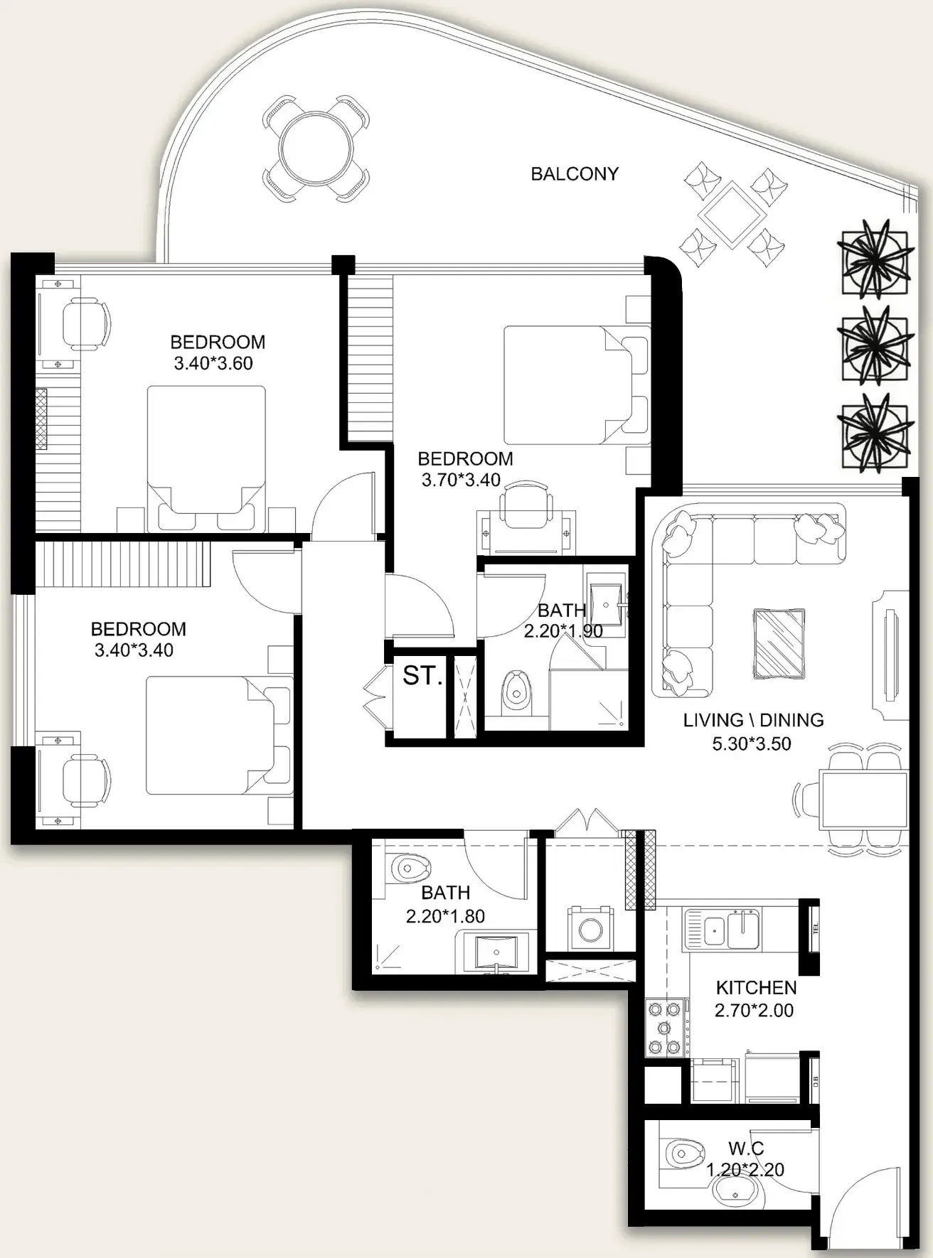 3 bedroom Apartments floor plan at X11