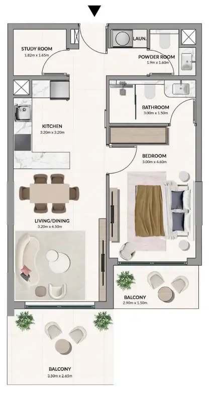1 bedroom Apartments floor plan at Woodland Terraces
