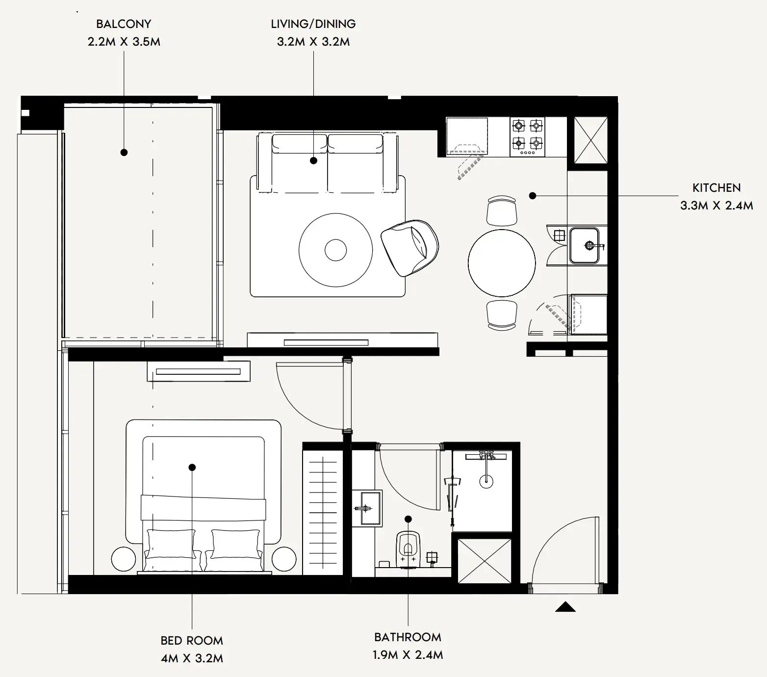 1 bedroom Apartments floor plan at Creek Views 4
