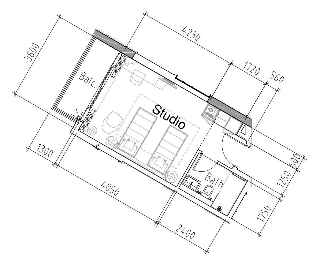 0 bedroom Apartments floor plan at Damac Hills 2 - Hotel Edge by Rotana