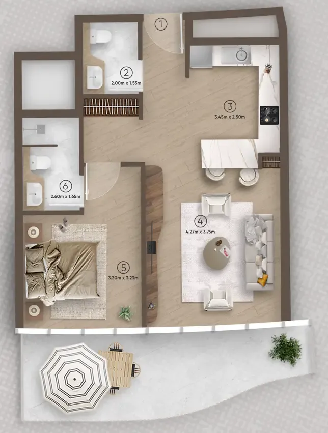 1 bedroom Apartments floor plan at Azure by Lapis