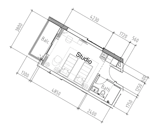 0 bedroom Apartments floor plan at Damac Hills 2 - Hotel Edge by Rotana