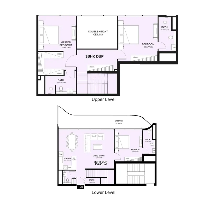 3 bedroom Duplex floor plan at Villa Del Gavi