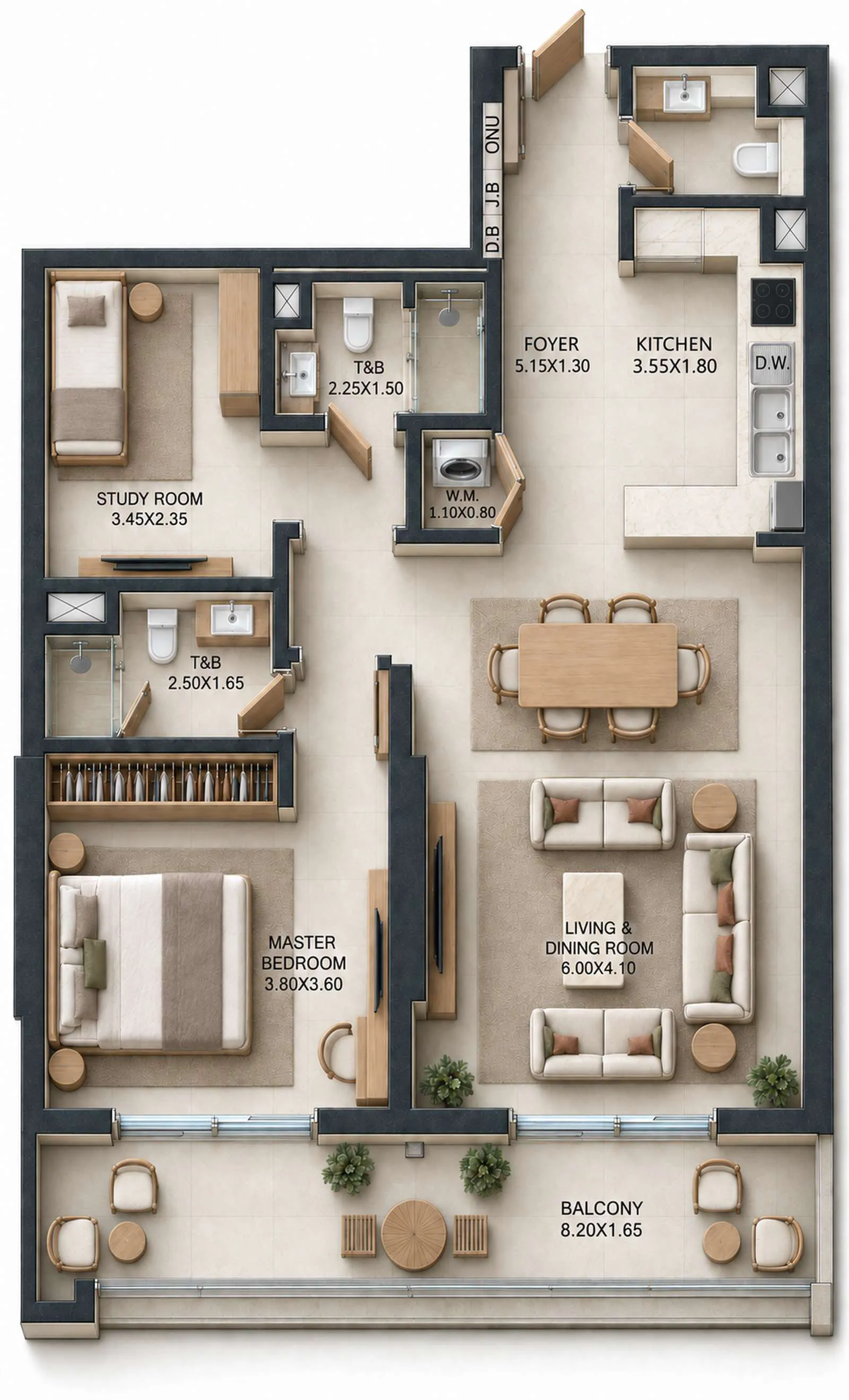 1.5 bedroom Apartments floor plan at Reeman Residence 02