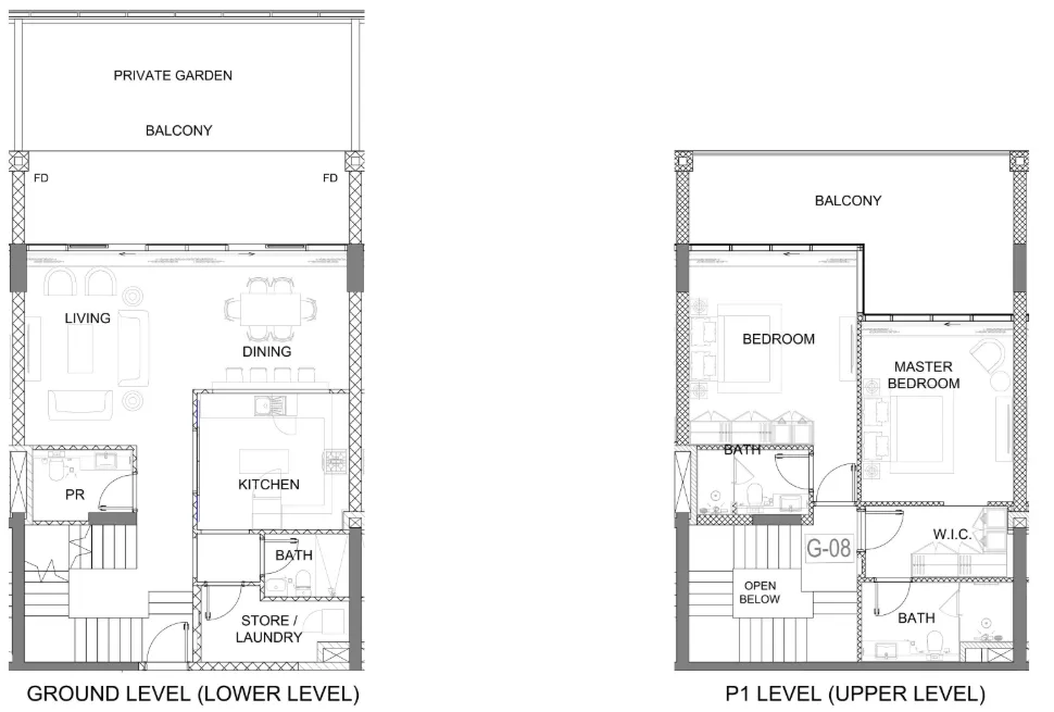2 bedroom Duplex floor plan at Golf Greens