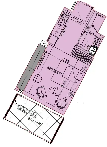 0 bedroom Apartments floor plan at Binghatti Flare
